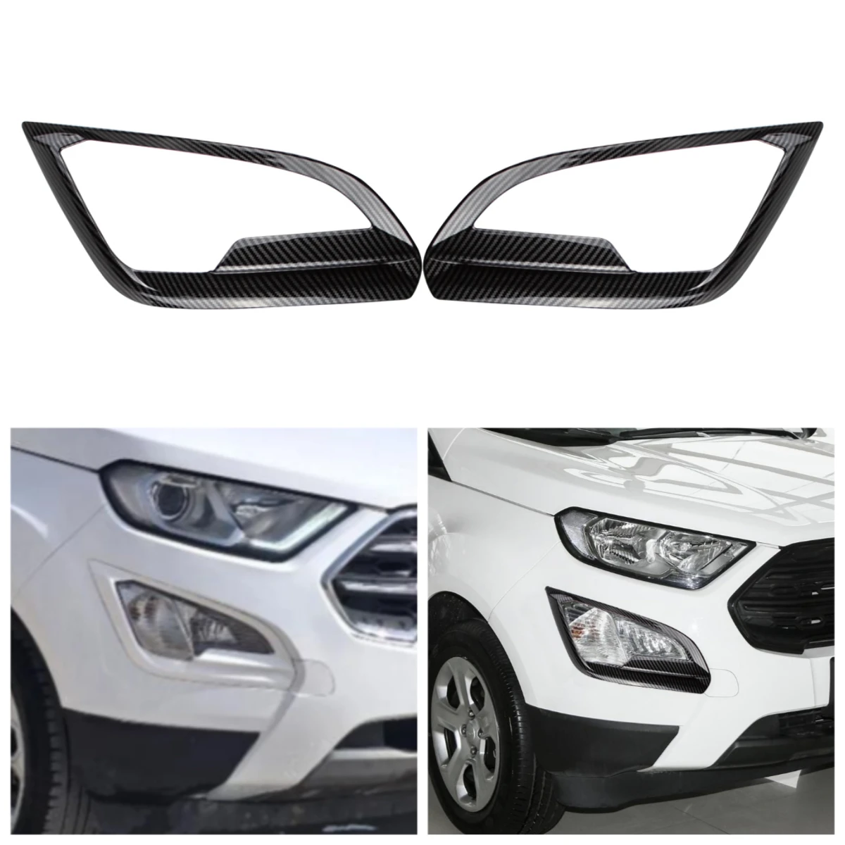 

For Ford Ecosport 2018 2019-2021 Car Front Foglight Cover Fog Lamp Head Light Decoration Frame Sticker Trim Styling Accessories