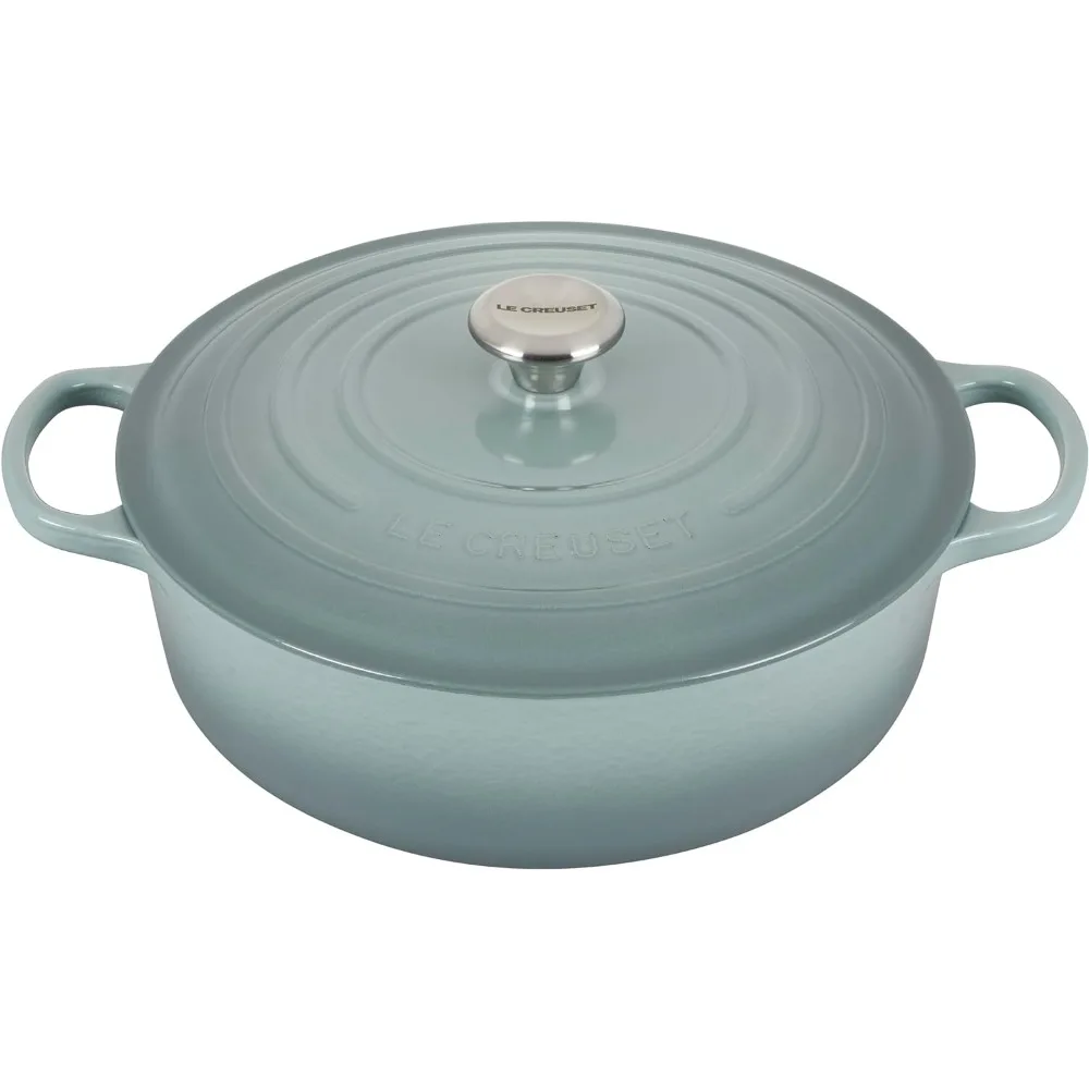 Enameled Cast Iron Signature Round Wide Dutch Oven, 6.75 qt., Sea Salt