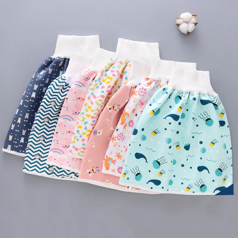 Baby Waterproof Diaper Skirt Cotton High Waist Leak-proof Urine Absorbent Training Pants Infant Prevent Leakage Mat Diaper