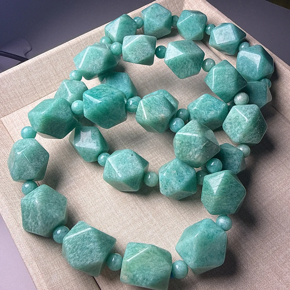 

Brazil AAA Natural Old mine Amazonite octagonal facet Beads Bracelets Necklaces For Fortune Jewelry DIY Accessories Wholesale