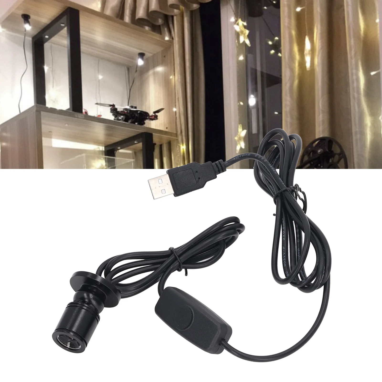 

ZK20 5V Mini Spot Lights Bright USB Dimmable LED Spotlight with 6.6ft Cable for Showcase Jewelry Cabinet Porch Positive 110V