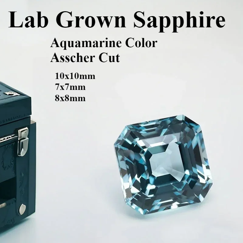 

L-Lab выращенный сапфир в форме Asscher цвета аквамарина DIY кольцо ожерелье серьги основные материалы чрезвычайно блестящее качество сертификат
