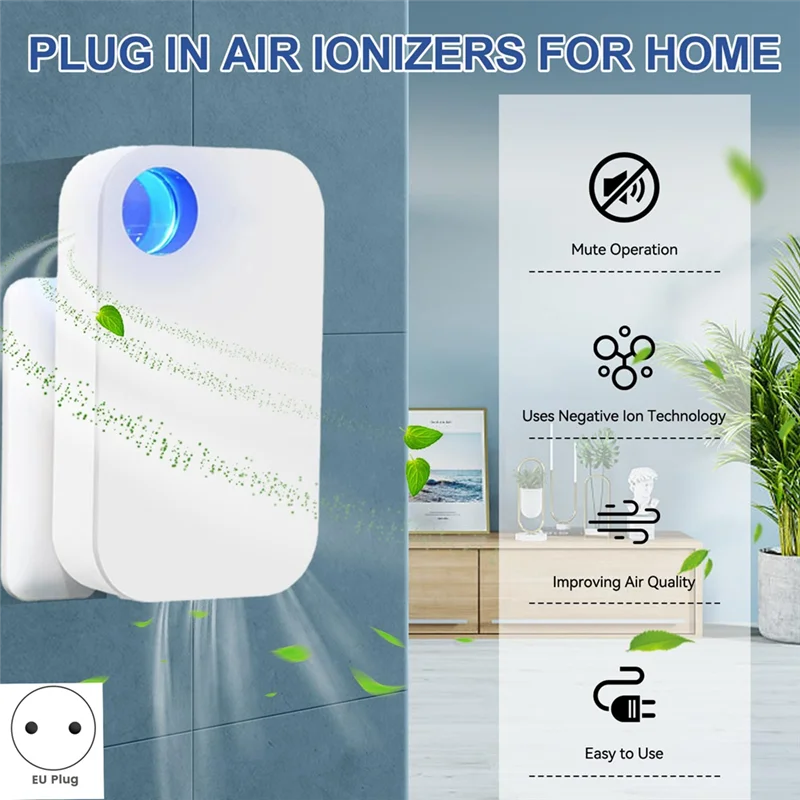 A04G- Air Purifiers For Home Plug In,Plug In Air Ionizers For Home Portable And Quiet Ionic Air Purifier , Eu Plug
