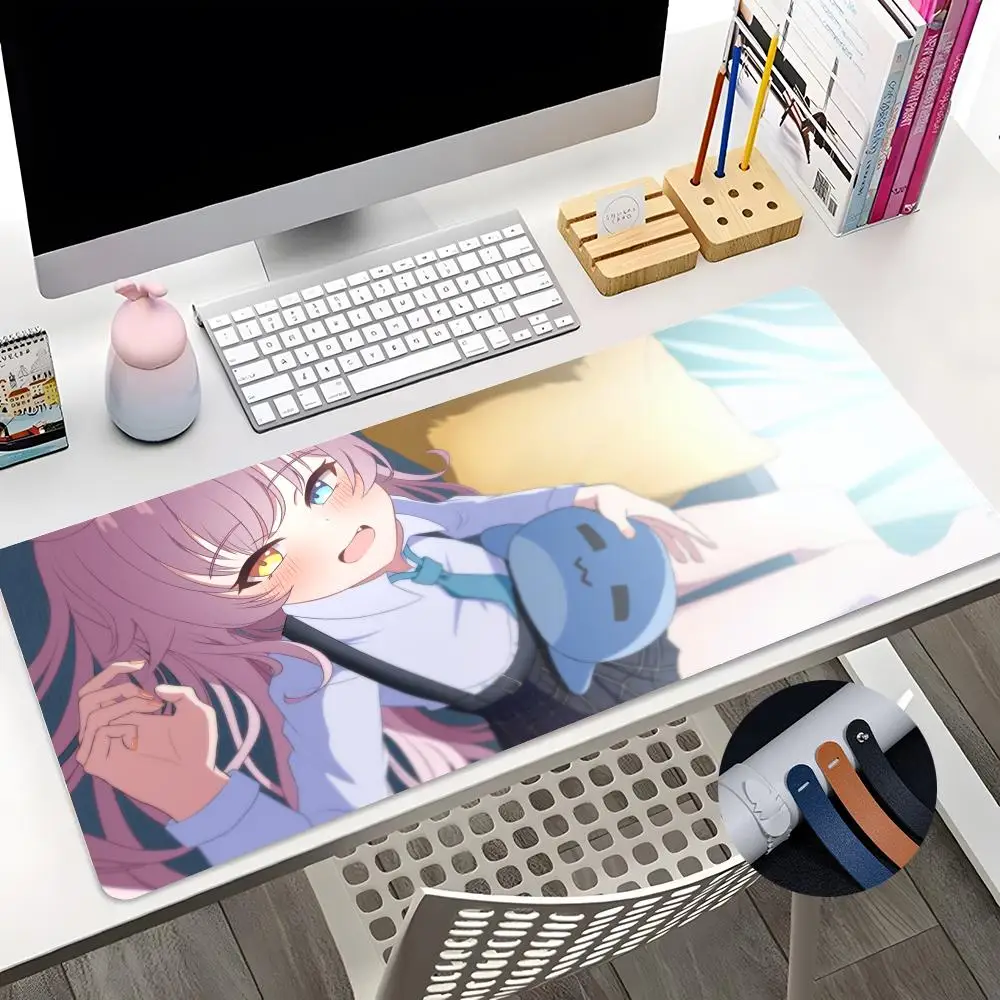 Imagem -06 - Anime Azul Arquivo Mouse Pad Menina Bonito Tamanho Grande Office Desk Protector Mat Couro pu Impermeável Desktop Gamer 600x300