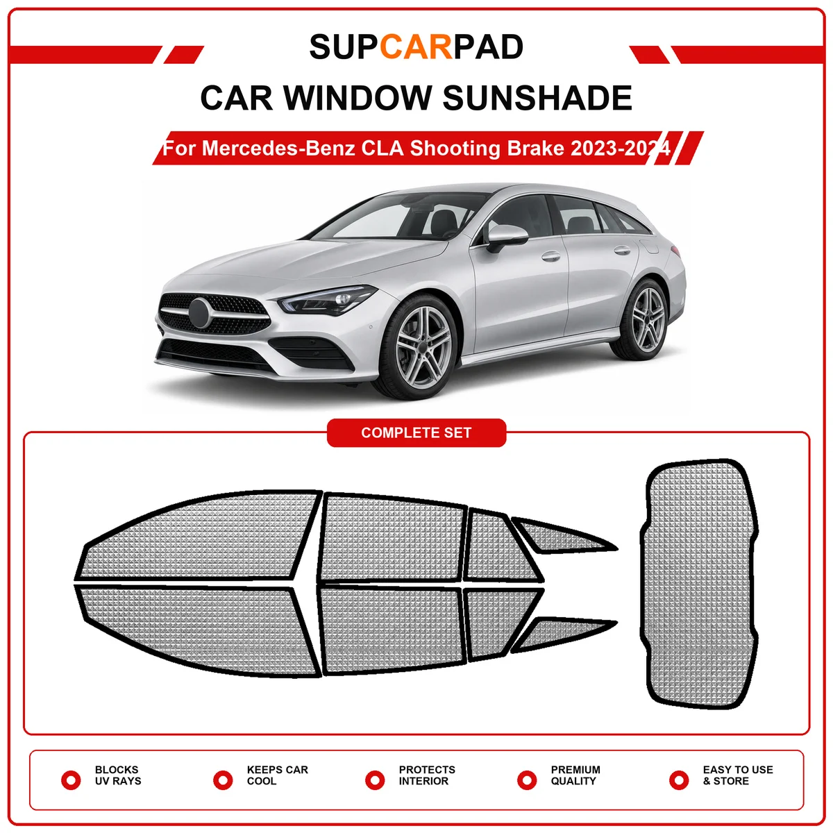 For Mercedes-Benz CLA Shooting Brake 2023-2024 Pre‑Cut Auto Window Sunshade Anti‑UV Car Sun Visor Protector