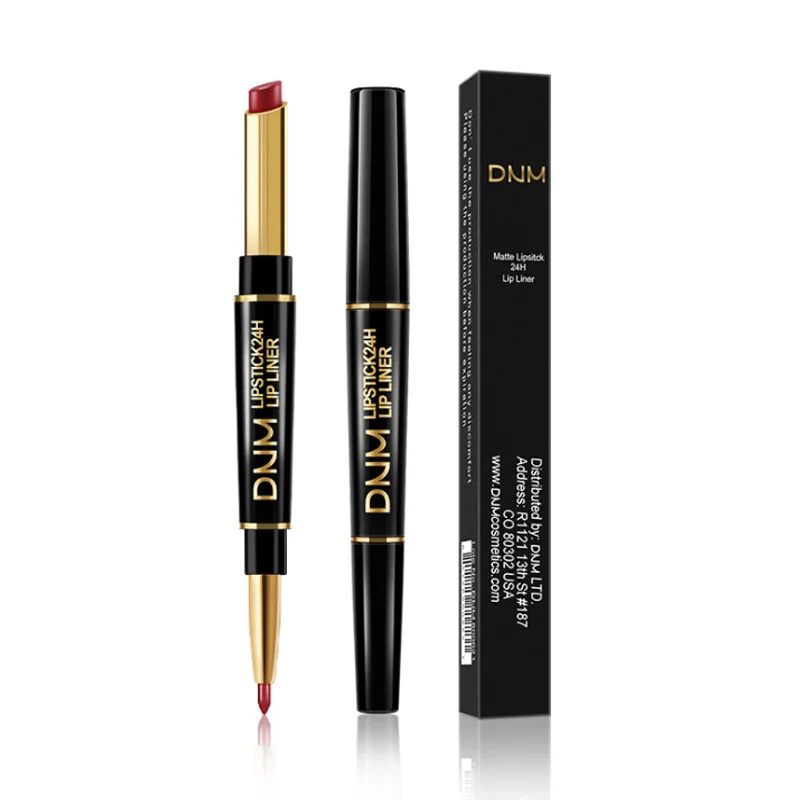 12สี Double-Ended Non-Stick Cup ลิปสติก Lip Liner ยาวนาน Lip Pencil Waterproof Moisturizing เครื่องสำอาง