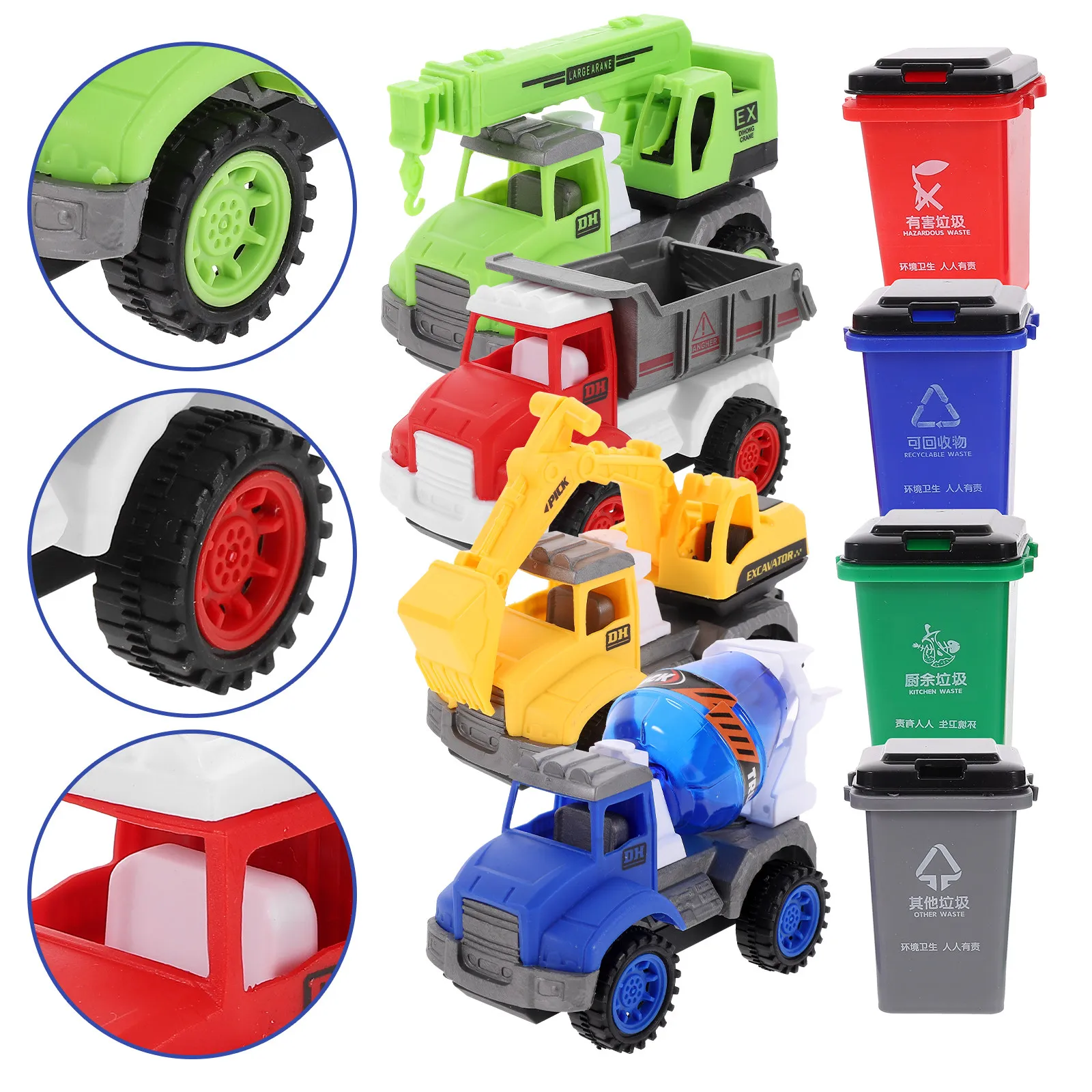 

1Set Garbage Truck Engineering Vehicle Smooth Surface Safe Kids Hand Exercise Educational Color Cognition Car Plaything
