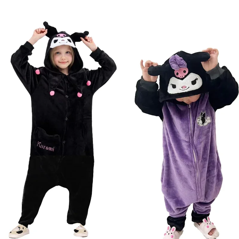 Children's Onesie Anime Kuromi Cosplay Costume for Kids Cartoon Kigurmi Girls Pajamas Full Body Clothes Halloween Party Outfit