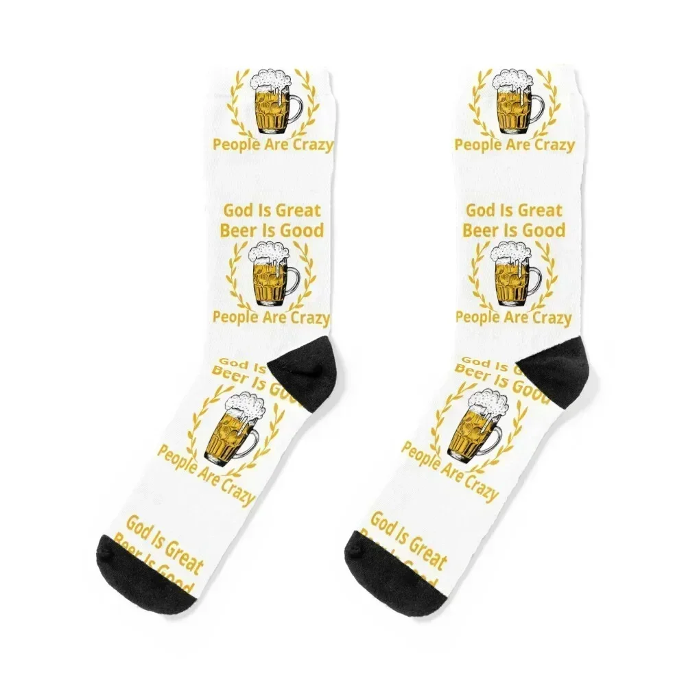 

god is great beer is good and people are crazy Socks compression funny sock short Christmas Boy Socks Women's