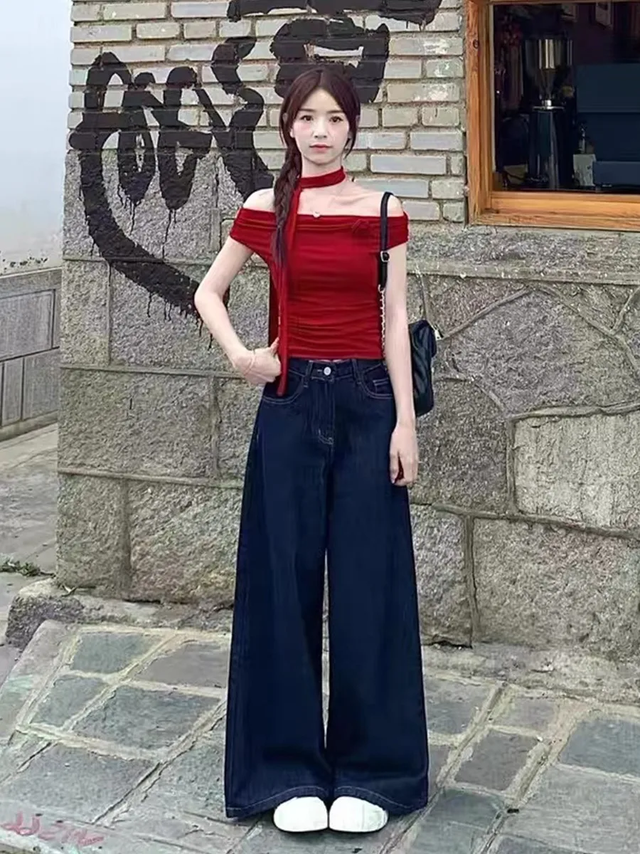 Pantaloni a gamba larga Ragazza Donna Primavera Chiffon Ruffles Hipster Fessura Liscio Per il tempo libero Drappeggiato Flowy Traspirante Chic Fusciacche Pantaloni Retro