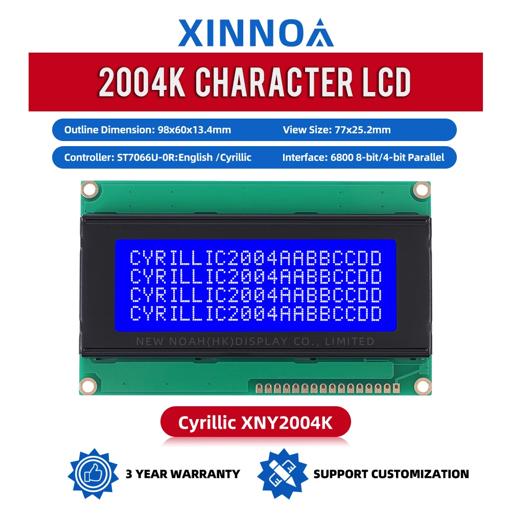 Cyrillic Blue Film White Letters 2004K Liquid Crystal Display 4*20 4X20 ST7066U Wide Angle Intelligent Electronic LCD Module