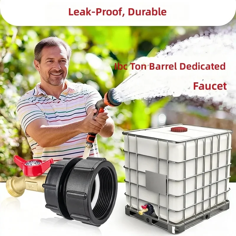 for  60 Wire 1000L IBC Tote Tank Connector S60 Accessories Brass Nozzle Butterfly Valve Faucet 62 Fine Thread