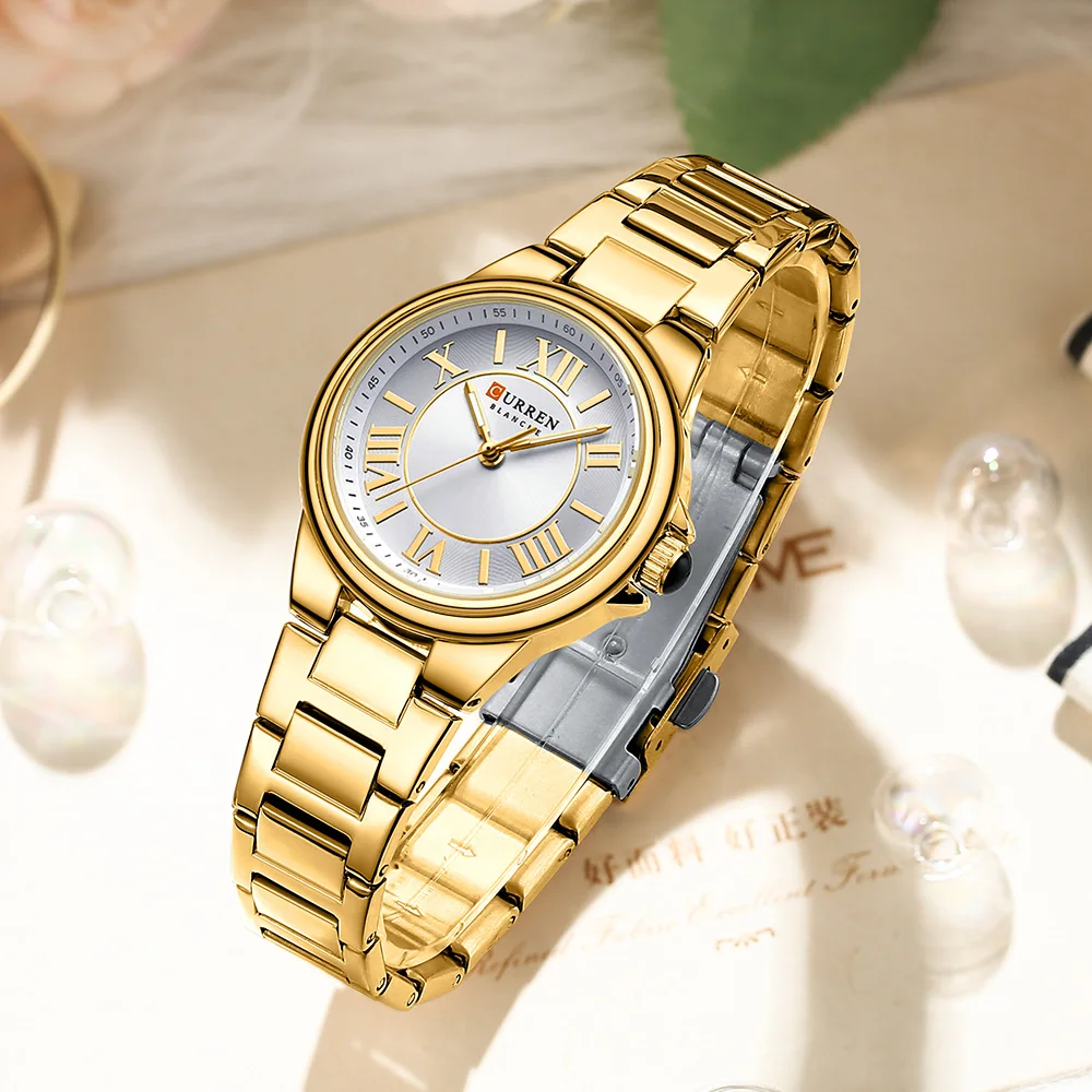 CURREN Watch For Women Roman numerals Dial Bracelet Watches Ladies Quartz Wristwatch Female Clock Zegarek Damski