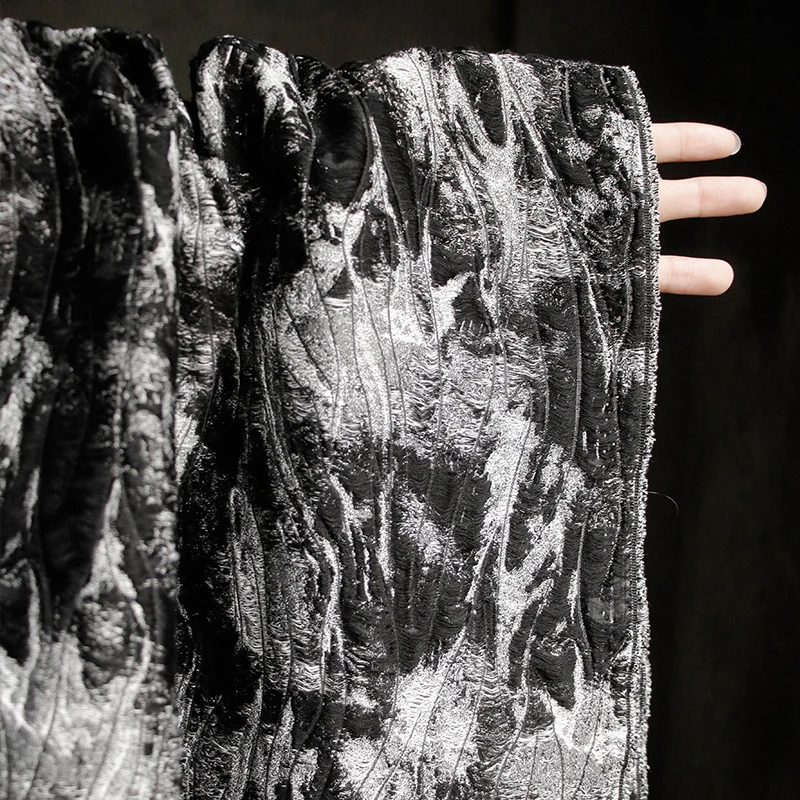

Devouring, Imported High-end Art Black and White Old and Tattered Double-layer Texture Three-dimensional Thick Fabric