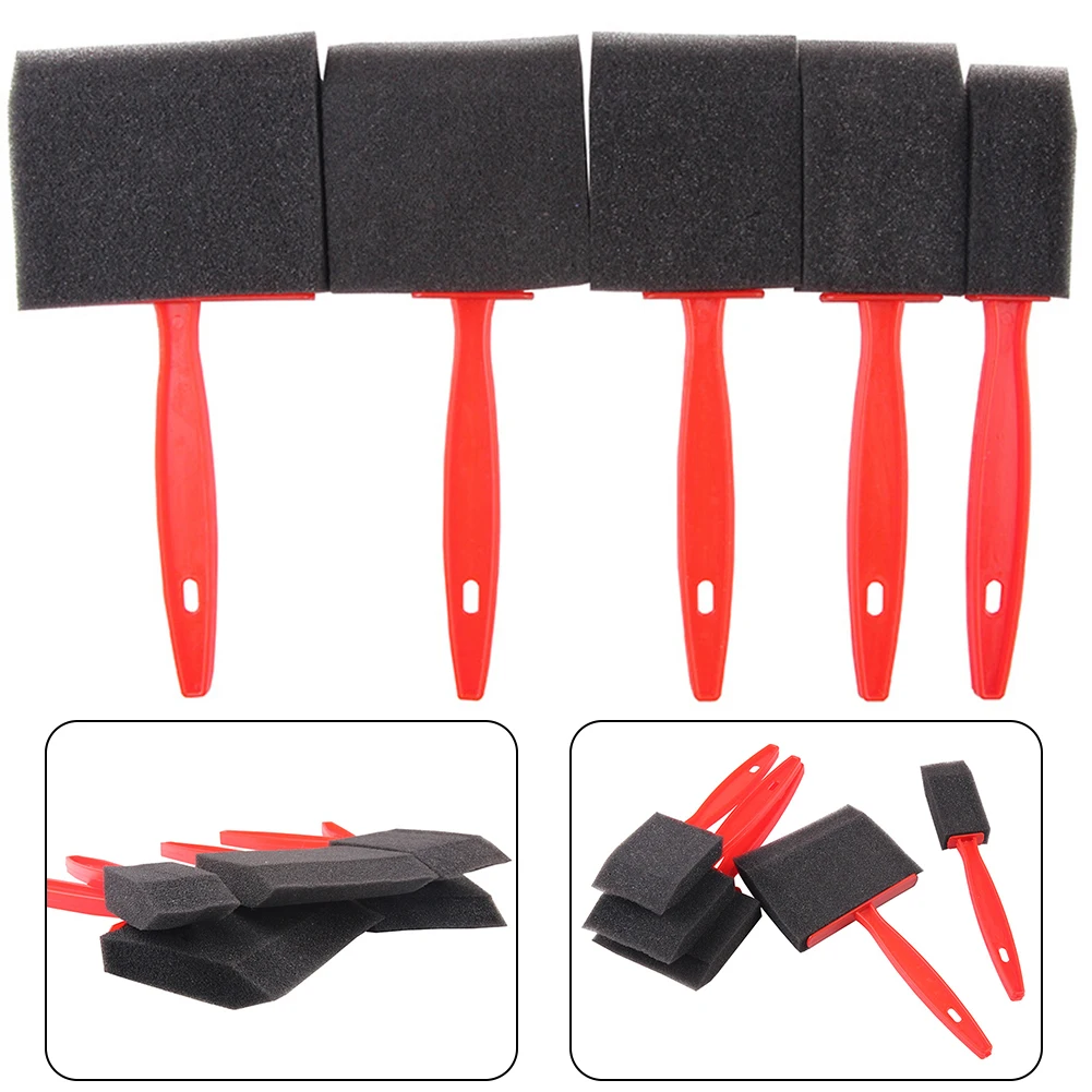5PCS Sponge Foam Paint- Brush Set Polyurethane Craft Art Tool With Plastic Handle For Oil Stain Color Washes