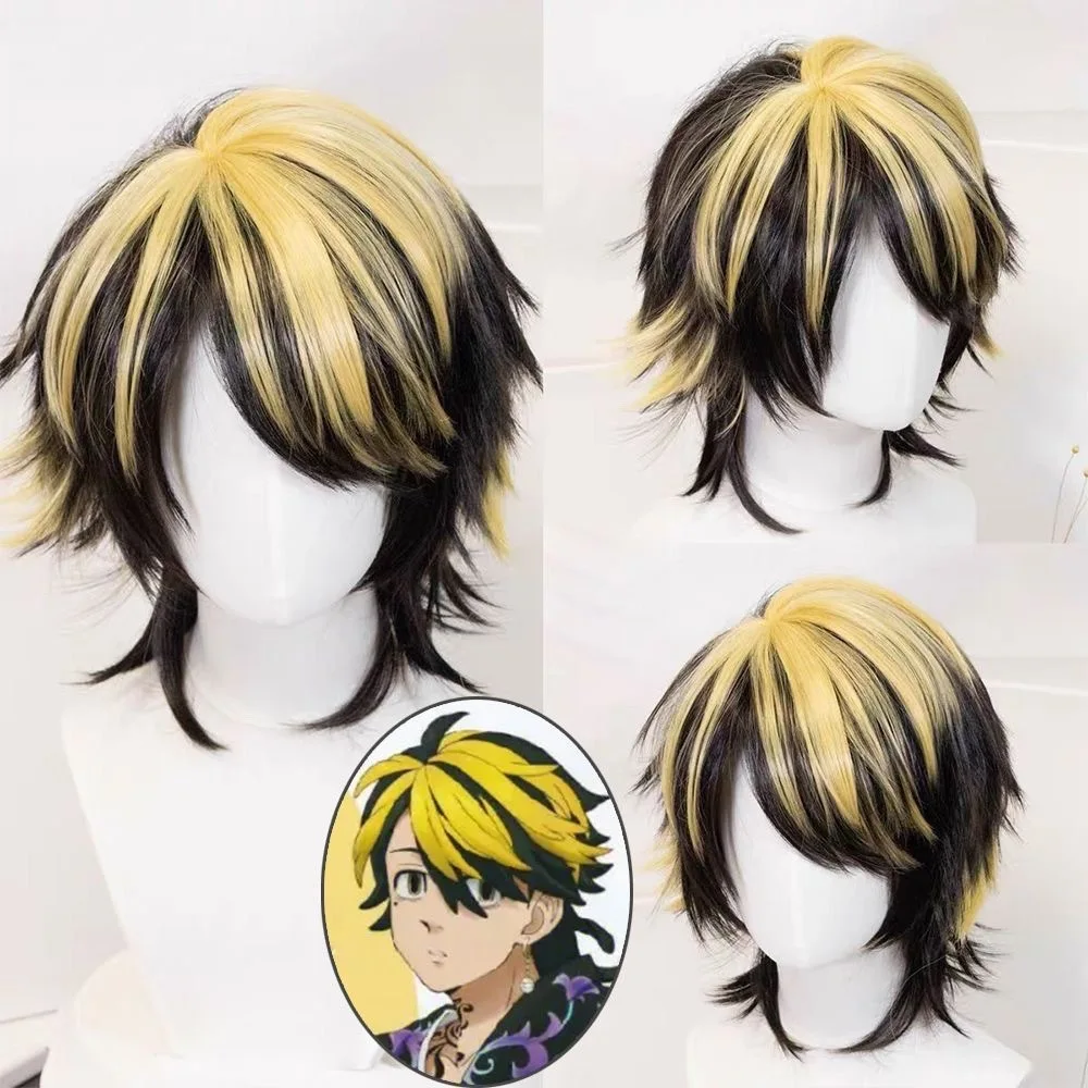 

Tokyo Revengers Kazutora Hanemiya Cosplay Wig Black And Yellow Highlighting Hairstyles