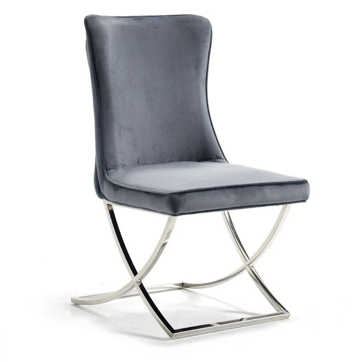 大理石のステンレス製ダイニングテーブル、モダンなミニマリストのダイニングテーブルとステンレス製の椅子