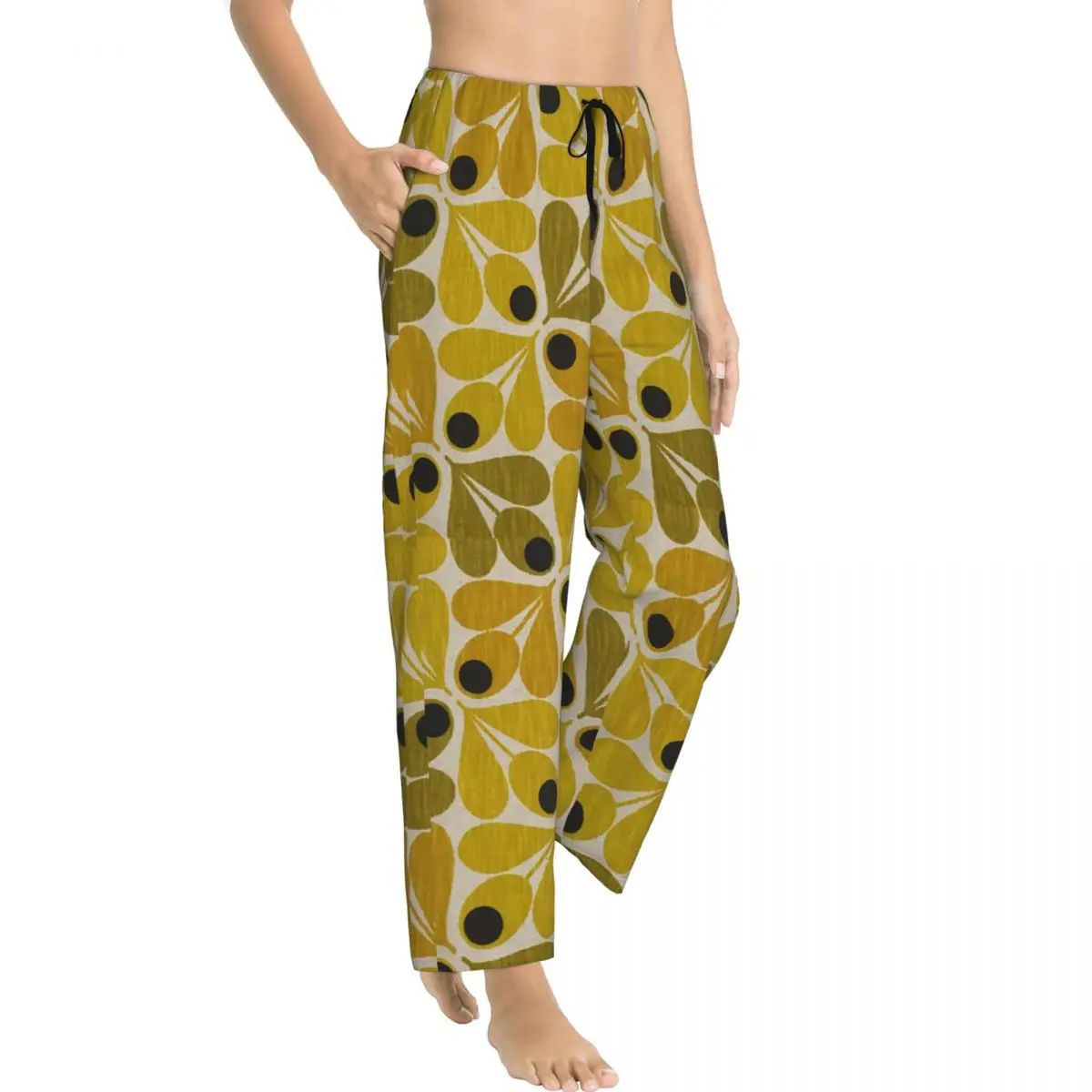 Custom Print Women Orla Kiely Pajama Pants Scandinavian Floral Sleepwear Sleep Lounge Bottoms with Pockets