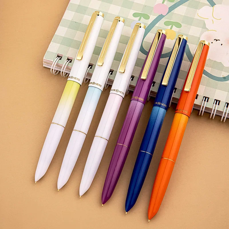 

329PLUS Hero Pen Gradient Color Pen Body Ink Bag Ink Absorbing Dual Purpose Student Male and Female Writing Practice Ink Pen