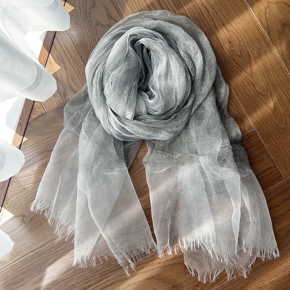 ヴィンテージダーティーダイダブル織スカーフ金糸ディテール軽量 UV 保護エレガントなショール女性夏のビーチ旅行