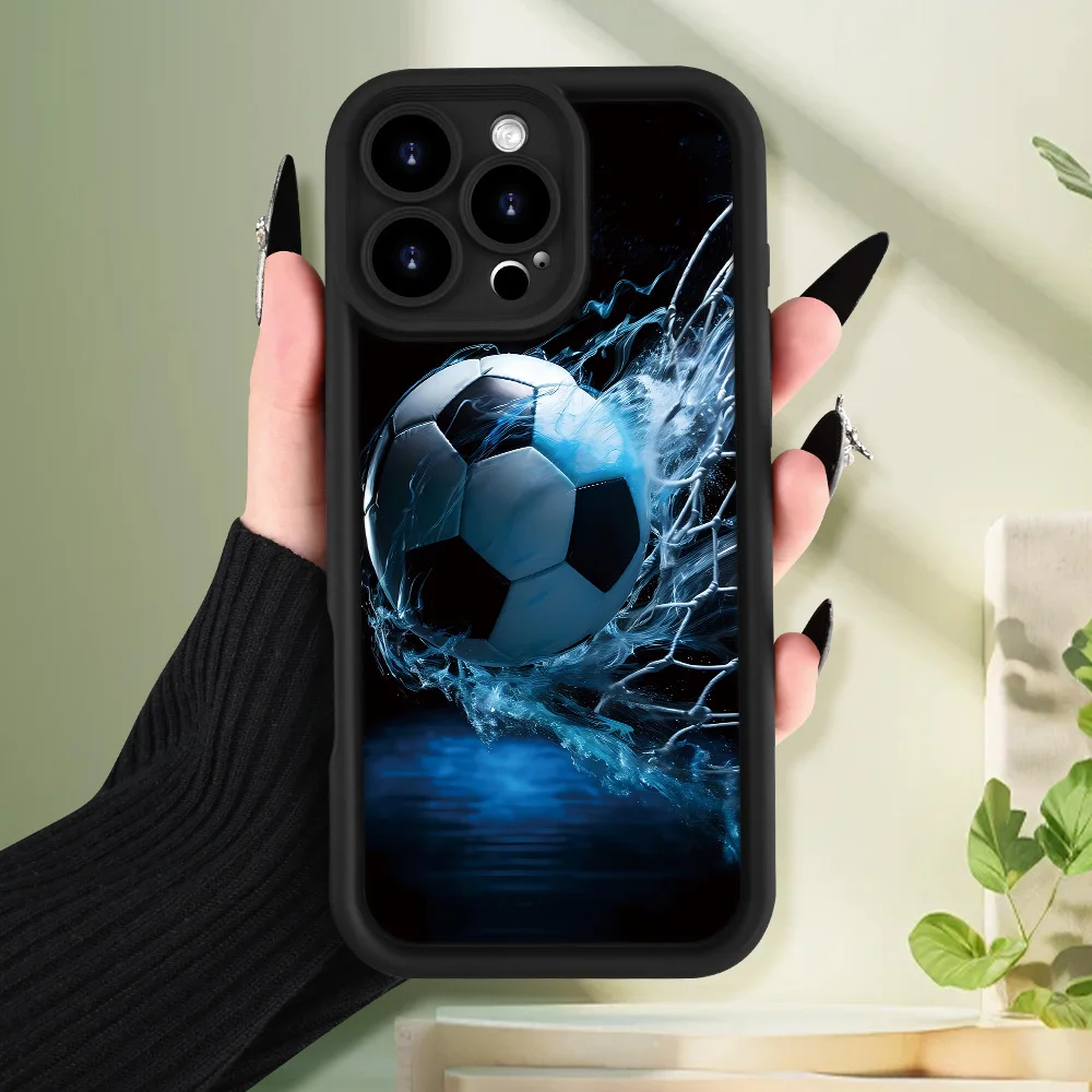 

Football pattern phone case for iPhone 16 15 14 13 12 11 Pro/ Max/Plus shock-proof rear cover anti-fingerprint