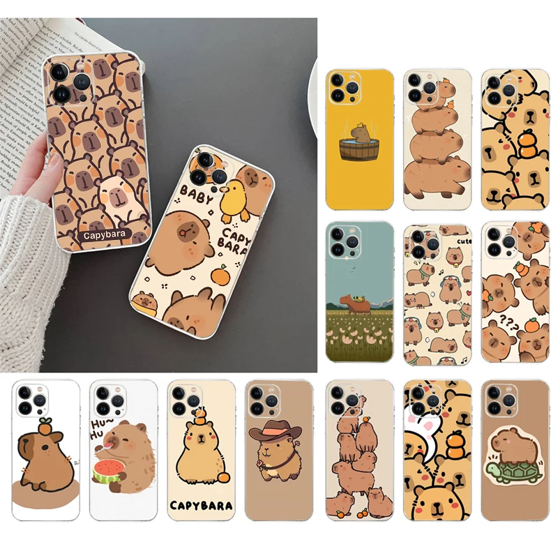 Cute Capybara Phone Case For iphone 16 15 14 Pro Max 16 15 14 13 12 Pro 15Plus iphone 11