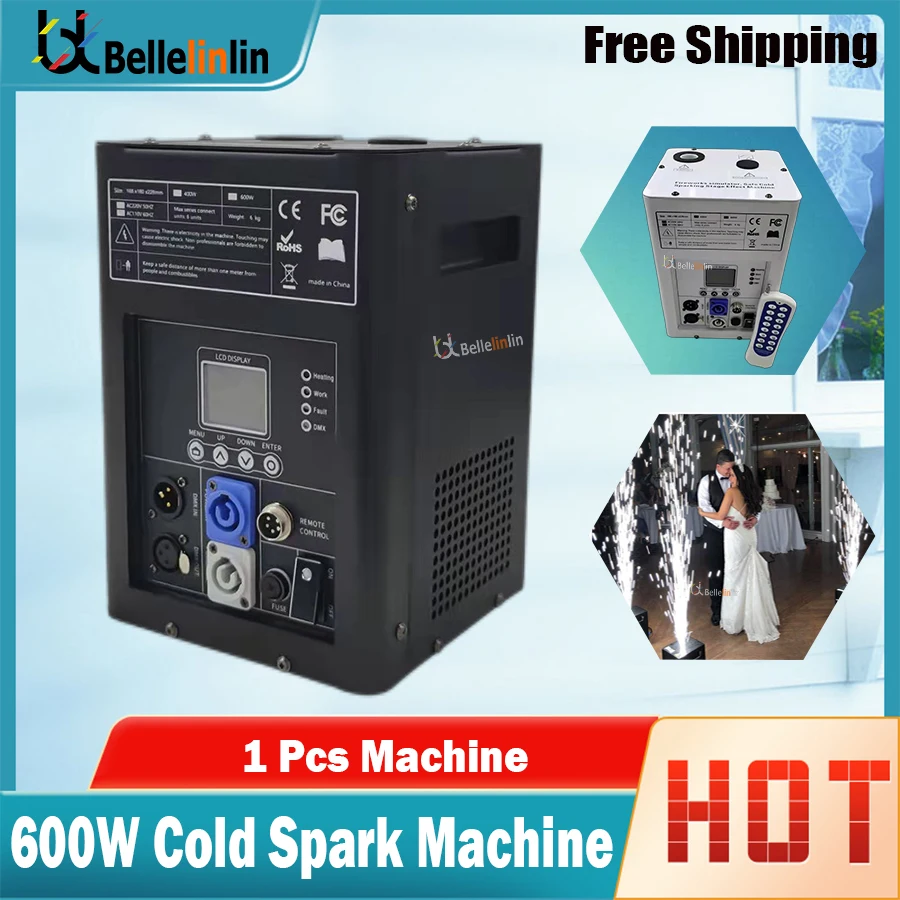 

No Tax 1Pcs 600W Cold Spark Machine DMX Remote Cold Firework Fountain Stage Spark Machine For Wedding Party Show Birthday