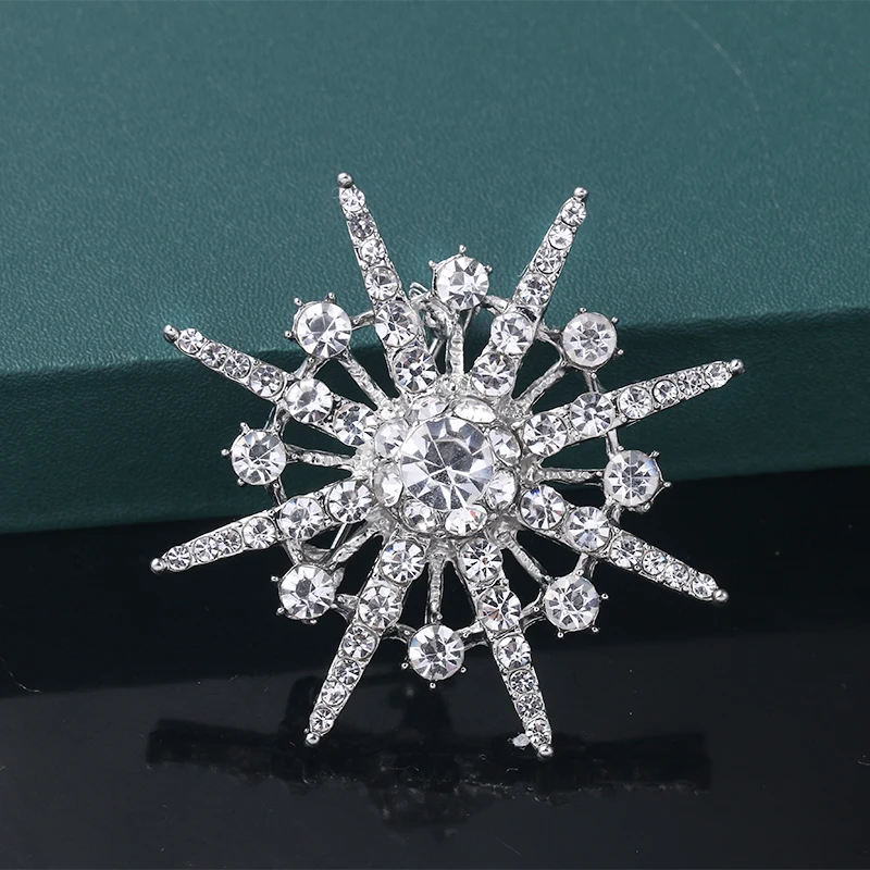 WEIMANJINGDIAN Brand Crystal Rhinestones Starburst Brooches Lapel Hijab Pins