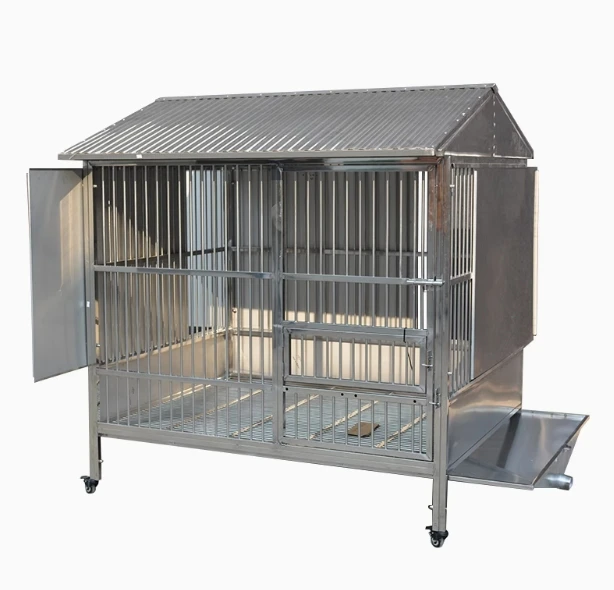 Rainproof stainless steel dog cage Large dog side leak bucket with toilet Medium dog kennel