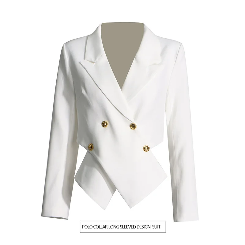 Temperamento stile elegante abito piccolo a maniche lunghe 2025 nuovo design di controllo degli accessi incrociati senso avanzato blazer in tinta unita da donna