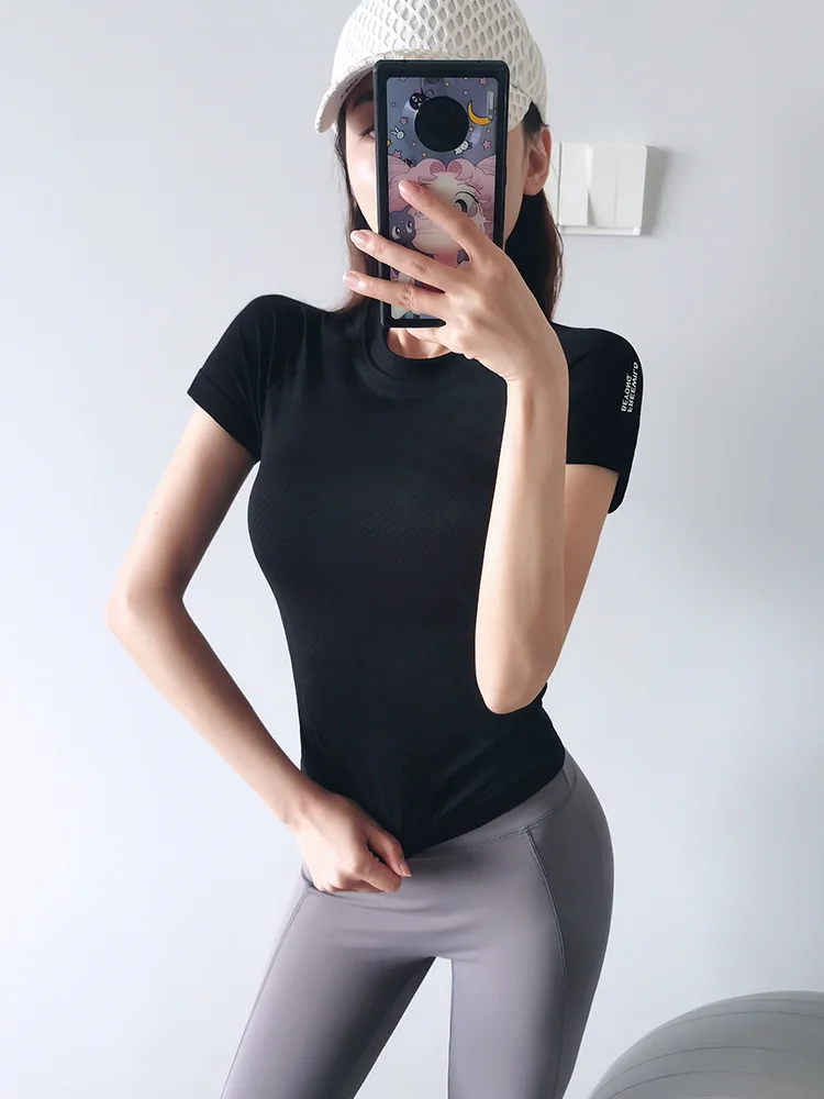 Fitn 요가 탑 여성용 ort Sve 슬림핏 퀵 드라이 러닝 스포츠 티셔츠 얇은 봄 여름 운동복