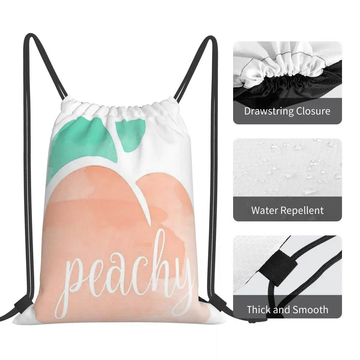 Peachy Backpacks Fashion Portable Drawstring Bags Sports Bag Book Bags For Travel School