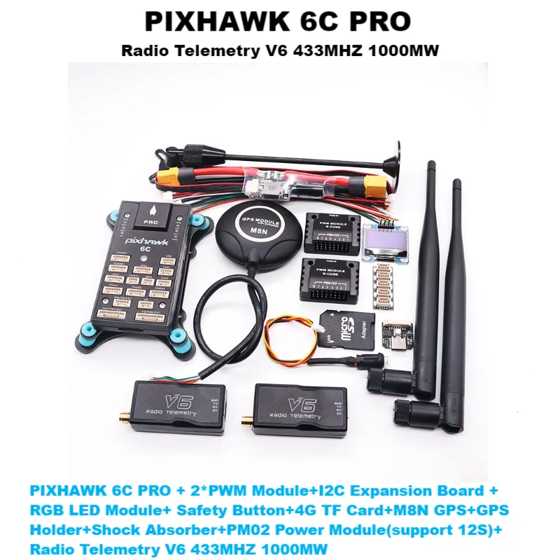 PIXHAWK 6C PRO FMUV6C Ardupilot PX4 32 Bit Flight Controller Autopilot with 4G SD Safety Built-in Buzzer Copter Plane Rover Boat