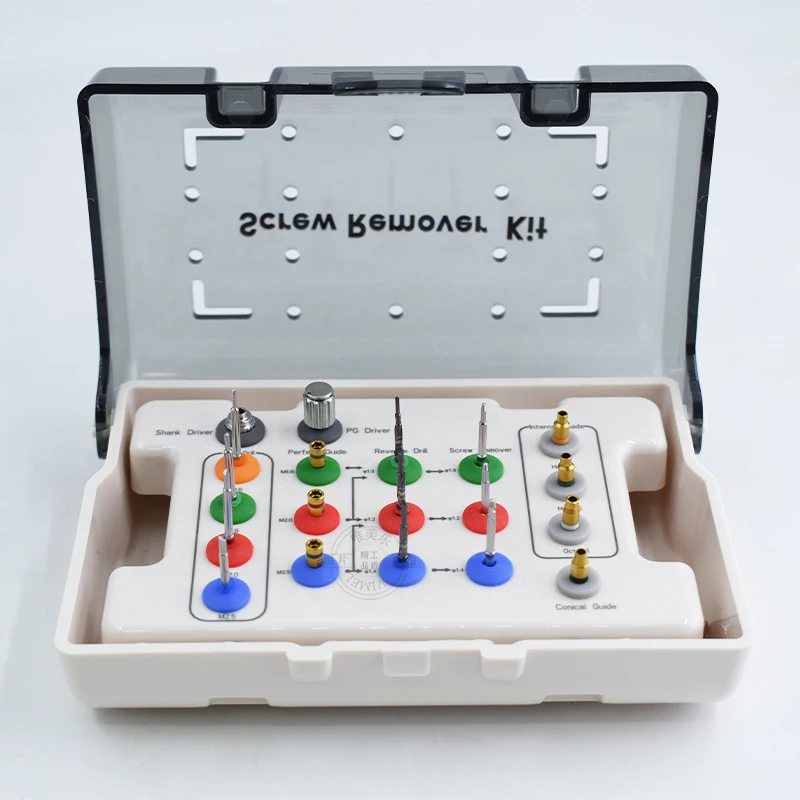 Dental Broken Screw Extractor Remove Implant Kit Dental Remover Drill Driver Guide Implant Restoration Tools Kit