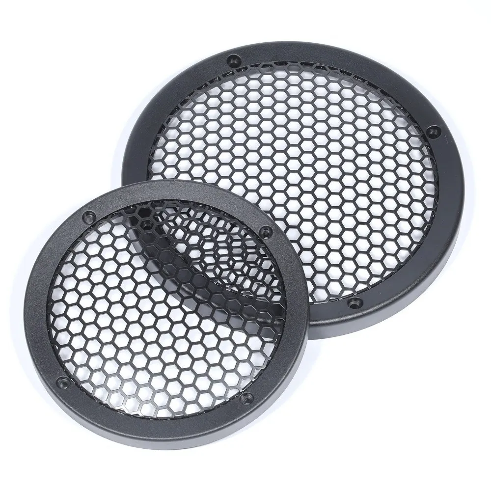 Metal Car Speaker Grille Round Shape Hexagonal Mesh Audio Speaker Guard Protective Black Woofer Grille Cover