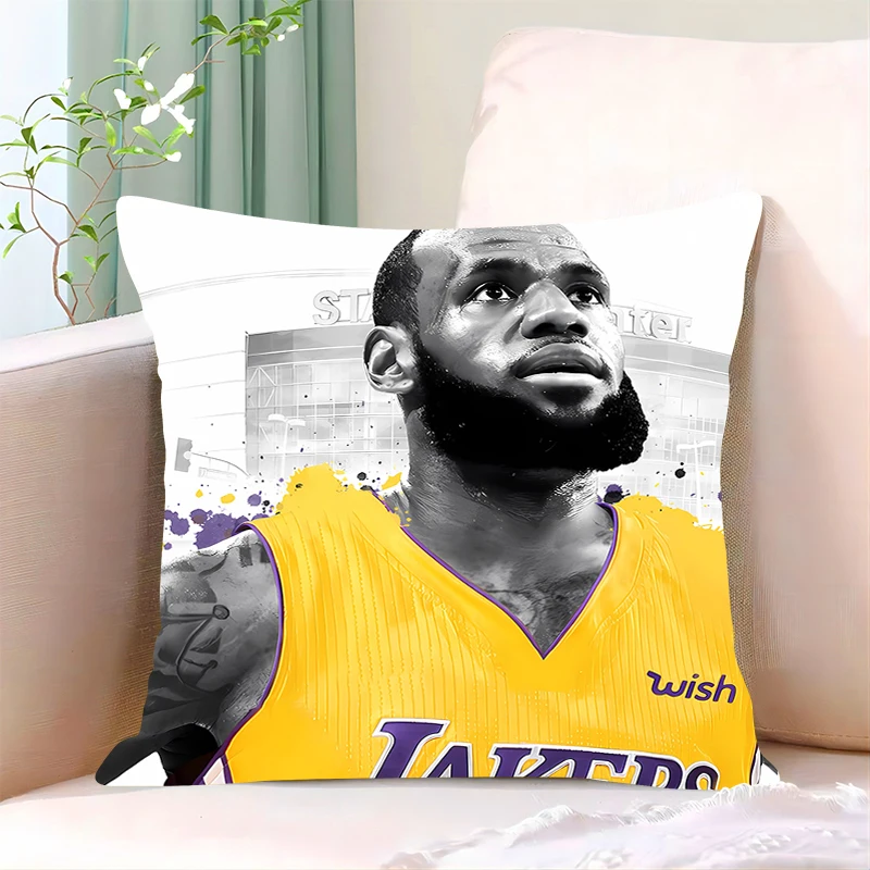 Funda de almohada cuadrada para decoración del hogar, cobertor de almohada moderno para sala de estar, coche, restaurante, Dakimakura, l-lebron, James