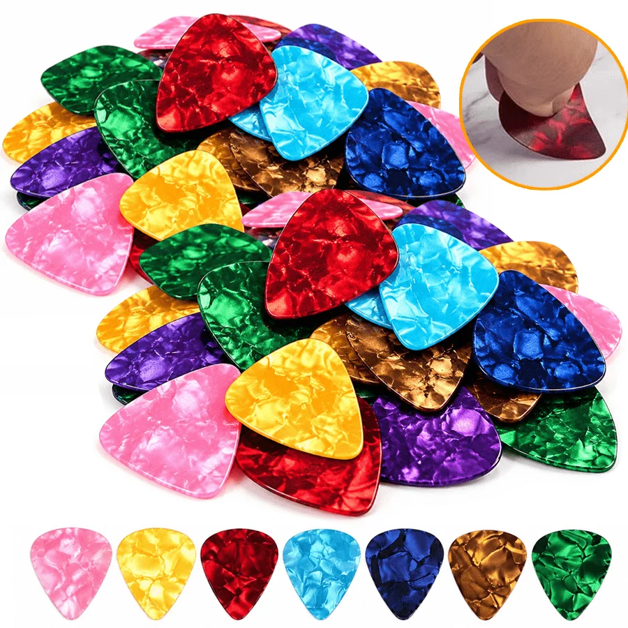 12/36/65pcs Random Celluloid Guitar Picks Lightweight Instrument Plectrums Multi-Color Golden Silvery Accessories for XJM