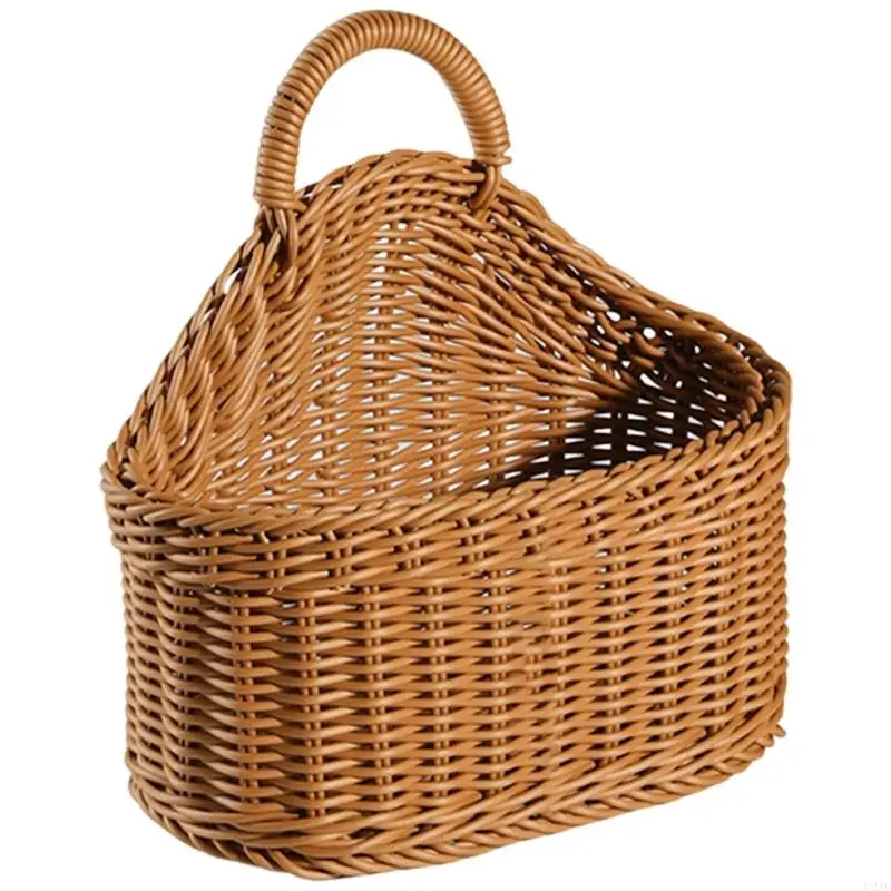 U2JC Convenient Wall Mounted Storage Basket Sturdy Woven Styles Home Accessory for Household Items Organization Daily Use