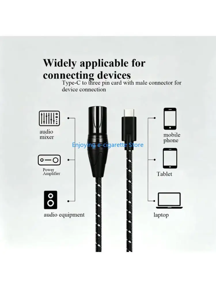 Right-Angle XLR Male Link Cable with USB C End, Textile Exterior and Guided Cable Movement at the USB C Joint Area Y4QF