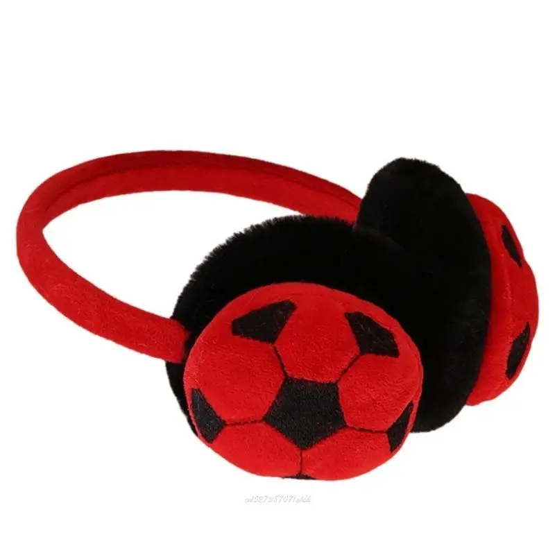 X5XA Lovely Soccer Printed Earmuff Thermals Ear Covers Elastics Foldable Ear Muffs for Joggers and Skiers