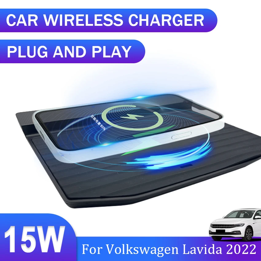 New! 15W Car QI Wireless Charger For Volkswagen Lavida 2022 Accessories Interior Special Mobile Phone Fast Charging Plate Panel