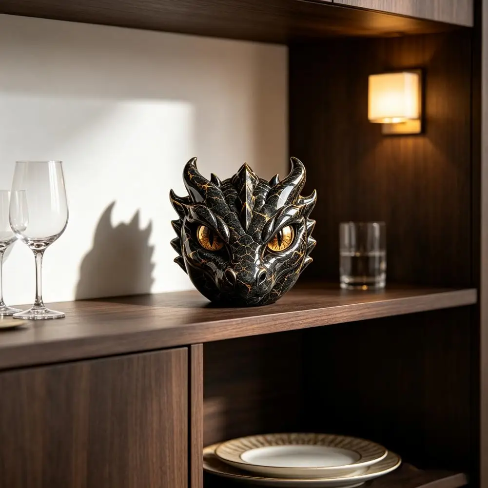 Symbolic Protection Gifts Resin Head Sculpture Set Dragon Lion Owl Wolf Statues Decorative Figurines for Bookshelf Mantel Desk