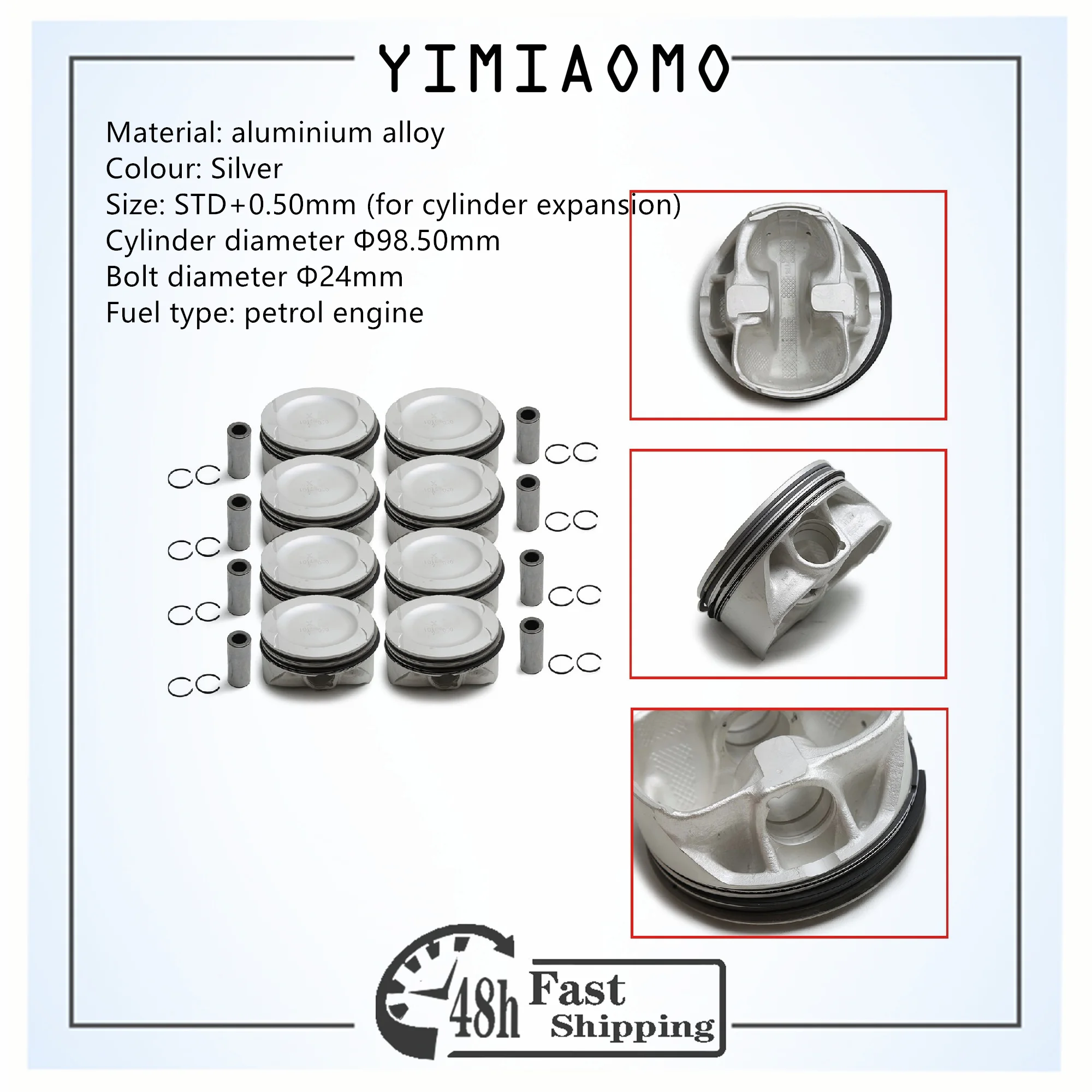 Комплект поршней премиум-класса двигателя +0,50 мм для AMG G63 W463/S63 AMG W221 Oversize — диаметр Φ98,50 мм — деталь 1570300117/2780301317