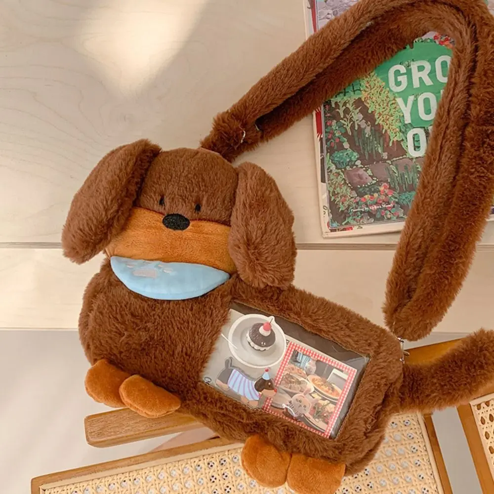 Daily Y2K Dachshund Dog Shoulder Bag PVC Brown Cartoon Ita Bag Japanese Style Anime Display Bag Daily