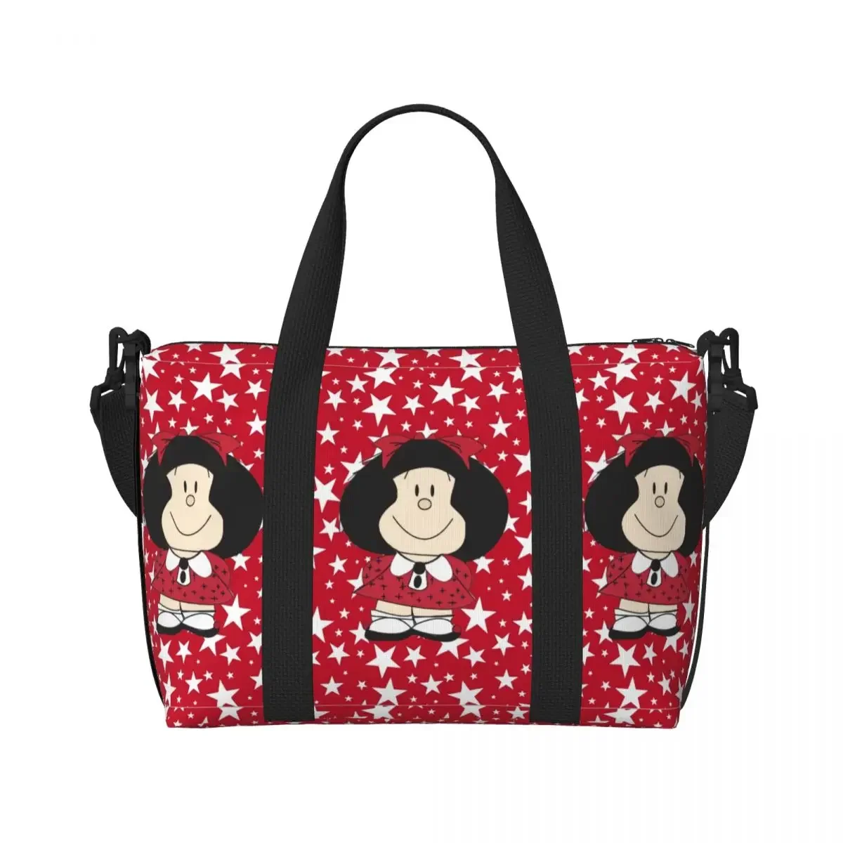 Kawaii Mafalda Cartoon Grocery Shopping Tote Bag Women Big Capacity Anime Gym Beach Travel Bags