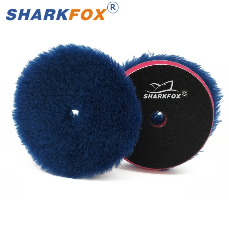 Sharkfox 5 pieces/set 5/6 Inch Natural Lamb Skin Wool Polishing Pad High Density Woollen Buffing Disc Car Polisher Waxing