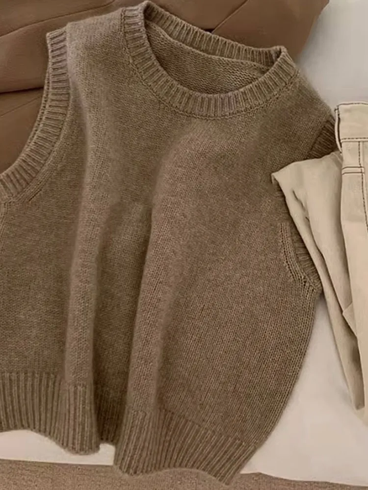 

Корейский цветной круглый комбинезон Ne, модный топ, молодежный вязаный свитер, жилет в стиле ретро, накладка на плечо