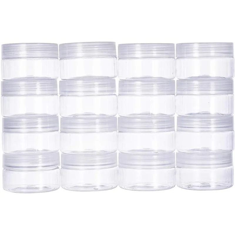 

16 Pack 4oz(120ml) Slime Storage Favor Jars Clear empty wide-mouth plastic containers with clear lids for DIY slime making