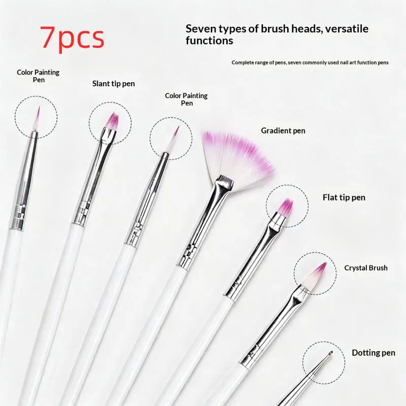 7Pcs Nail Art Brushes Set Nail Art Painting Brushes Nail Salon Brush Tools Suitable For Home And Nail Salon Use