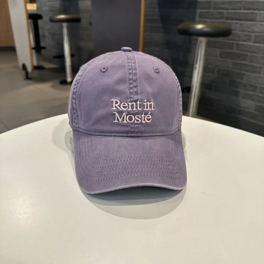Soft Top Construction Embroidered Baseball Cap Big Head Friendly Adjustable Metal Buckle Morandi Color Sun Hat